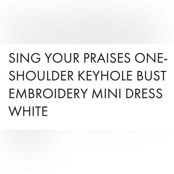 SELFIE LESLIE NWT SING YOUR PRAISES ONE SHOULDER EMBROIDERY MINI DRESS - Picture 7 of 8